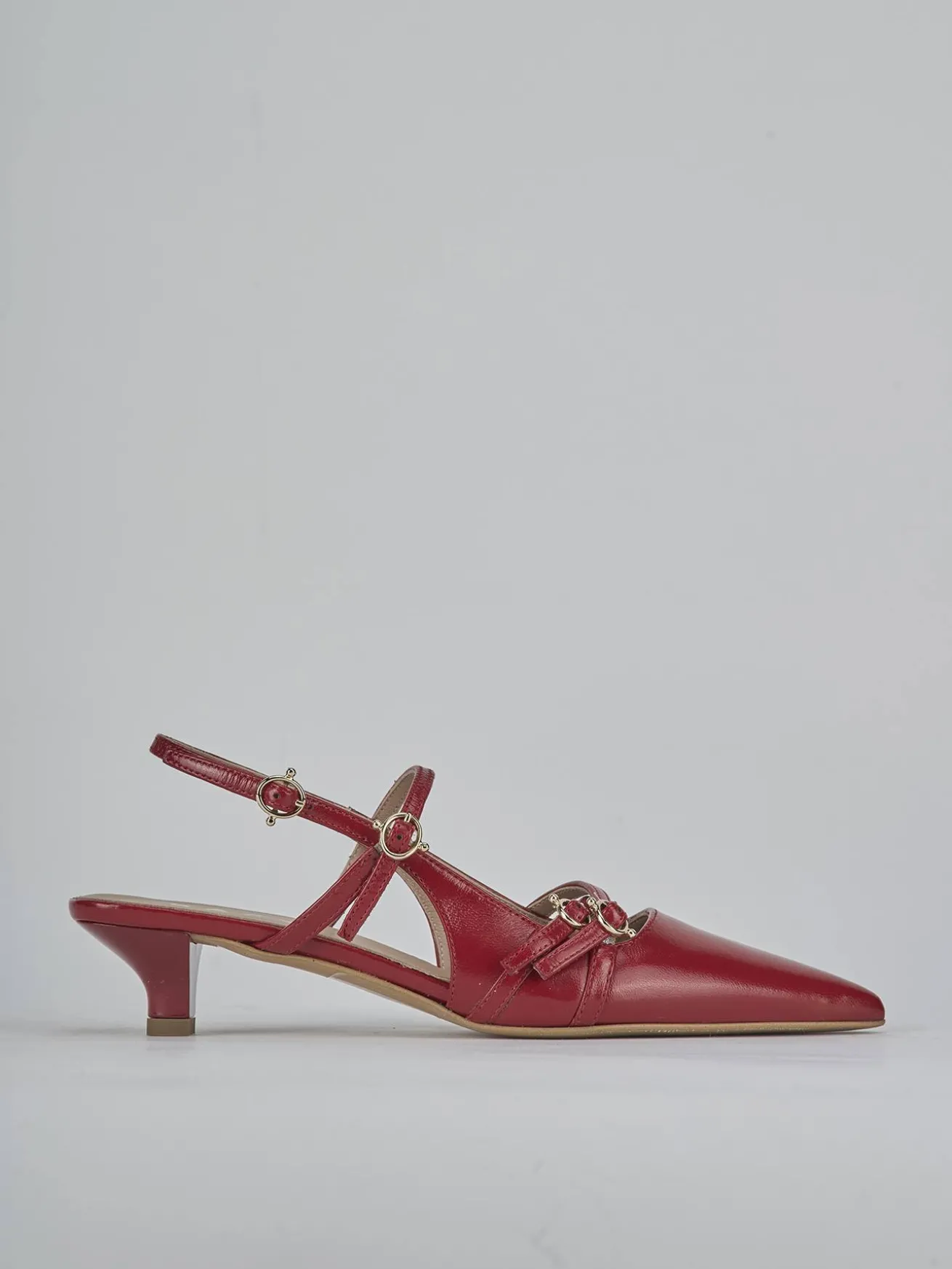Slingback tacco 3cm vernice rosso