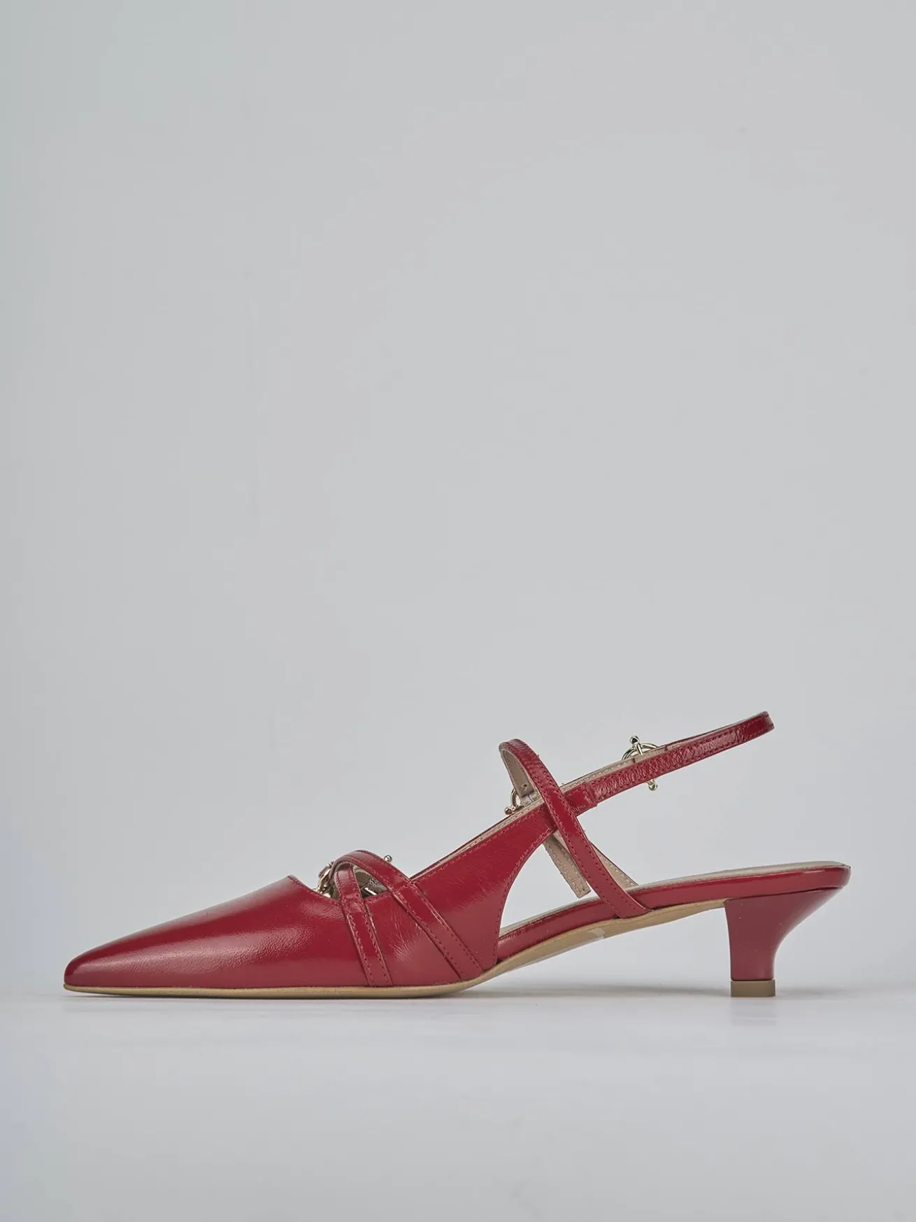 Slingback tacco 3cm vernice rosso