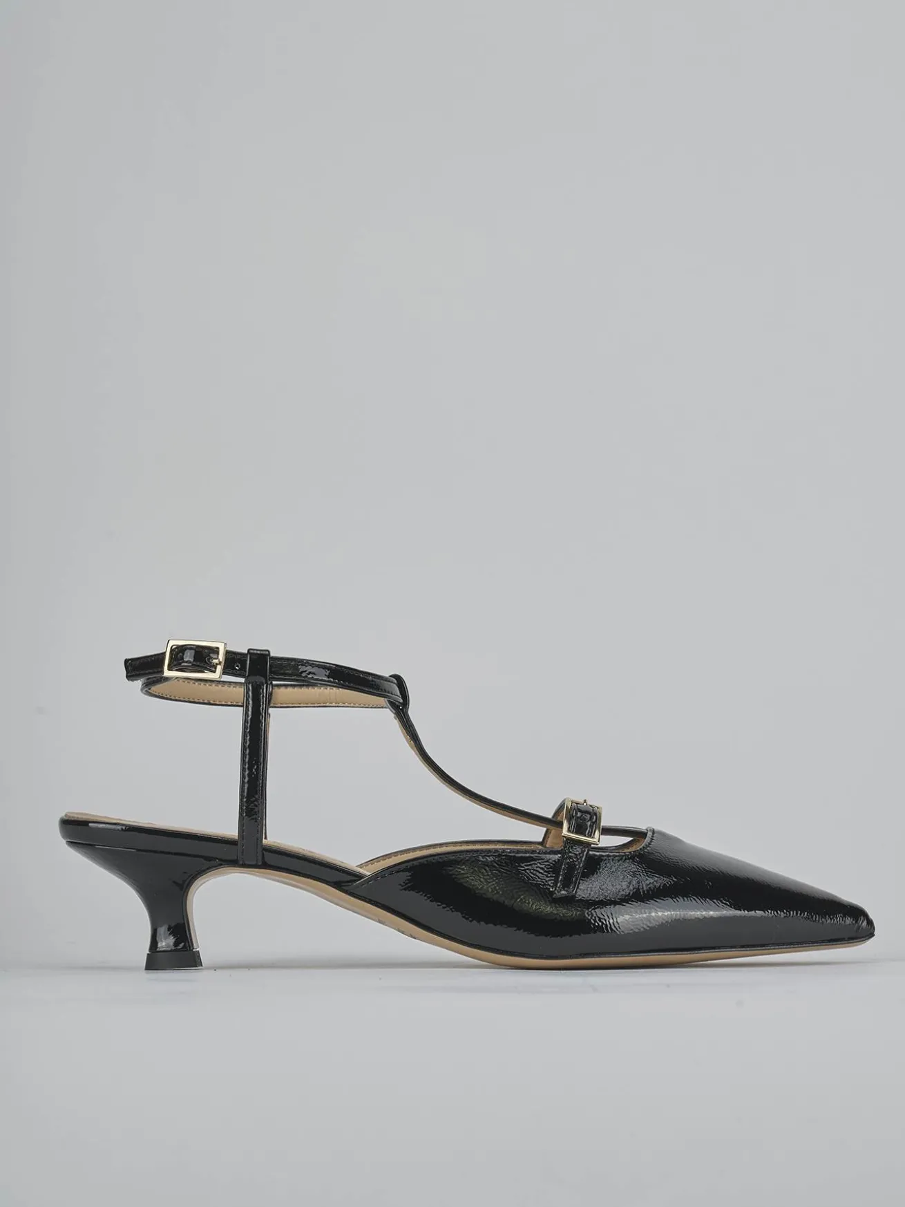 Slingback tacco 4cm vernice nero