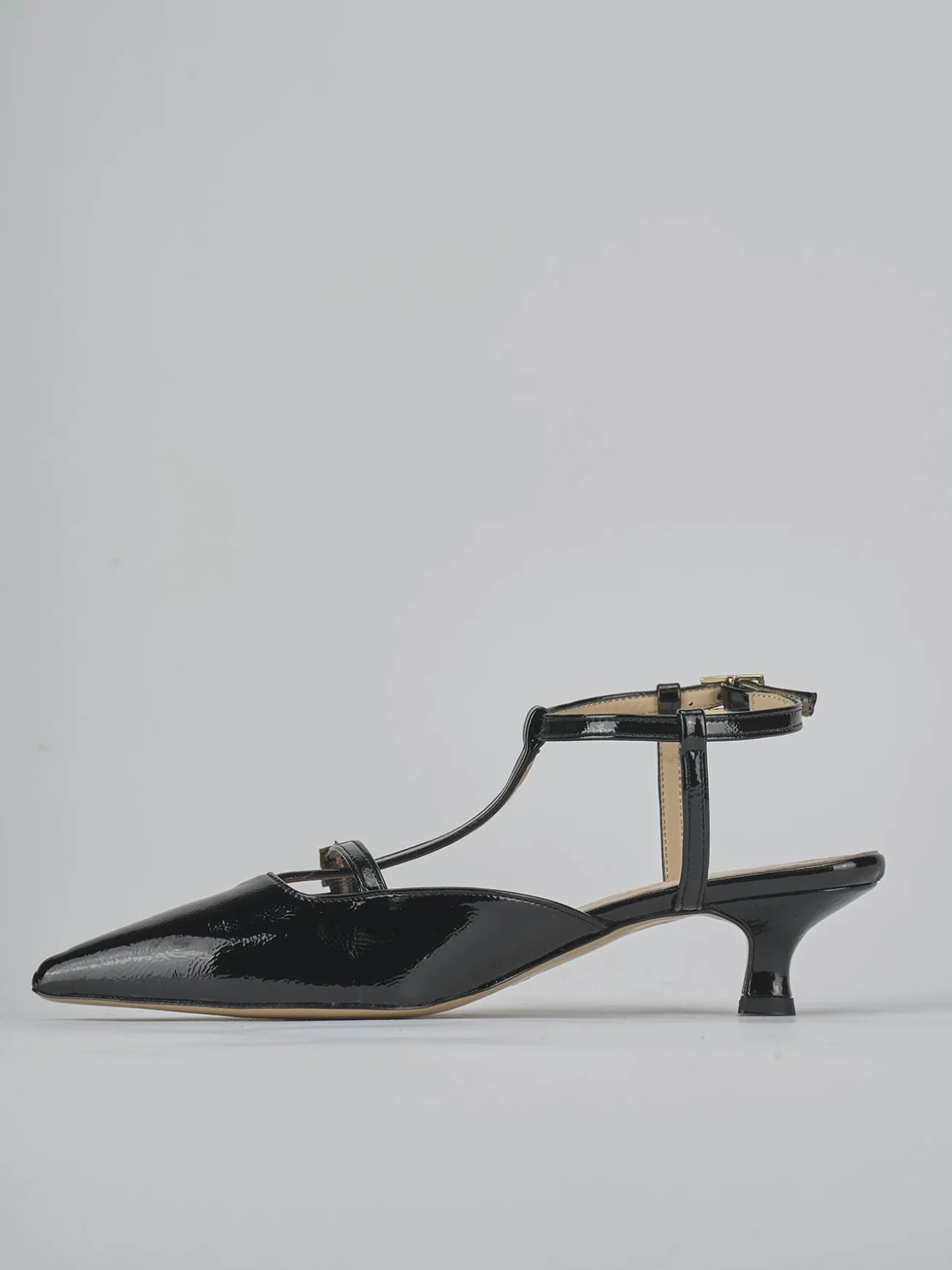 Slingback tacco 4cm vernice nero