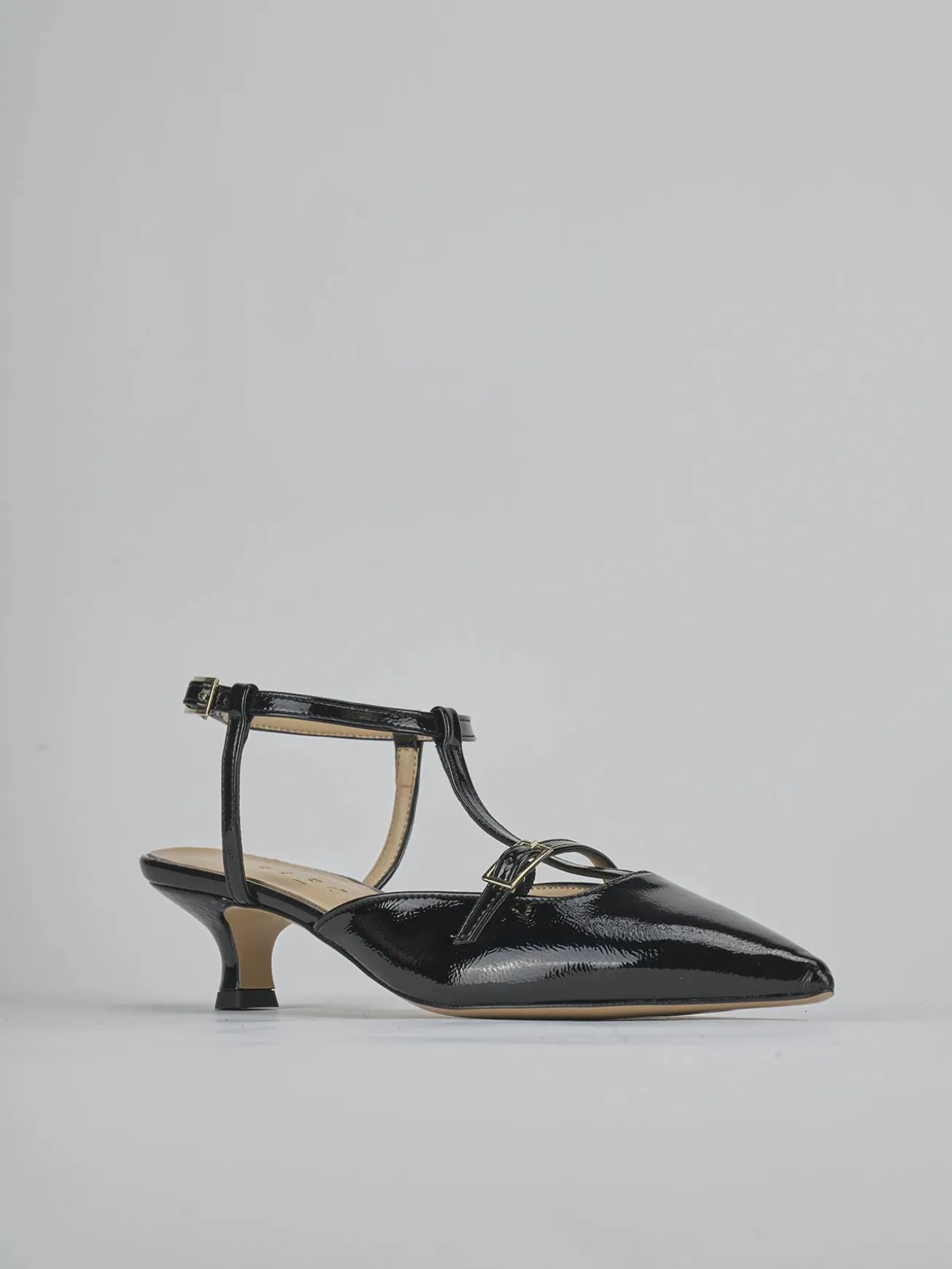 Slingback tacco 4cm vernice nero