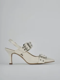 Slingback tacco 7cm vernice bianco