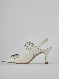Slingback tacco 7cm vernice bianco