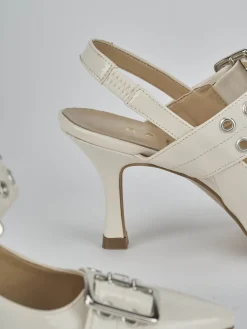 Slingback tacco 7cm vernice bianco