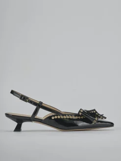 Slingback tacco 4cm vernice nero