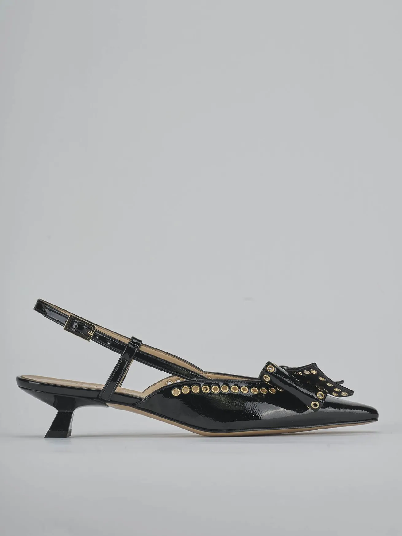 Slingback tacco 4cm vernice nero