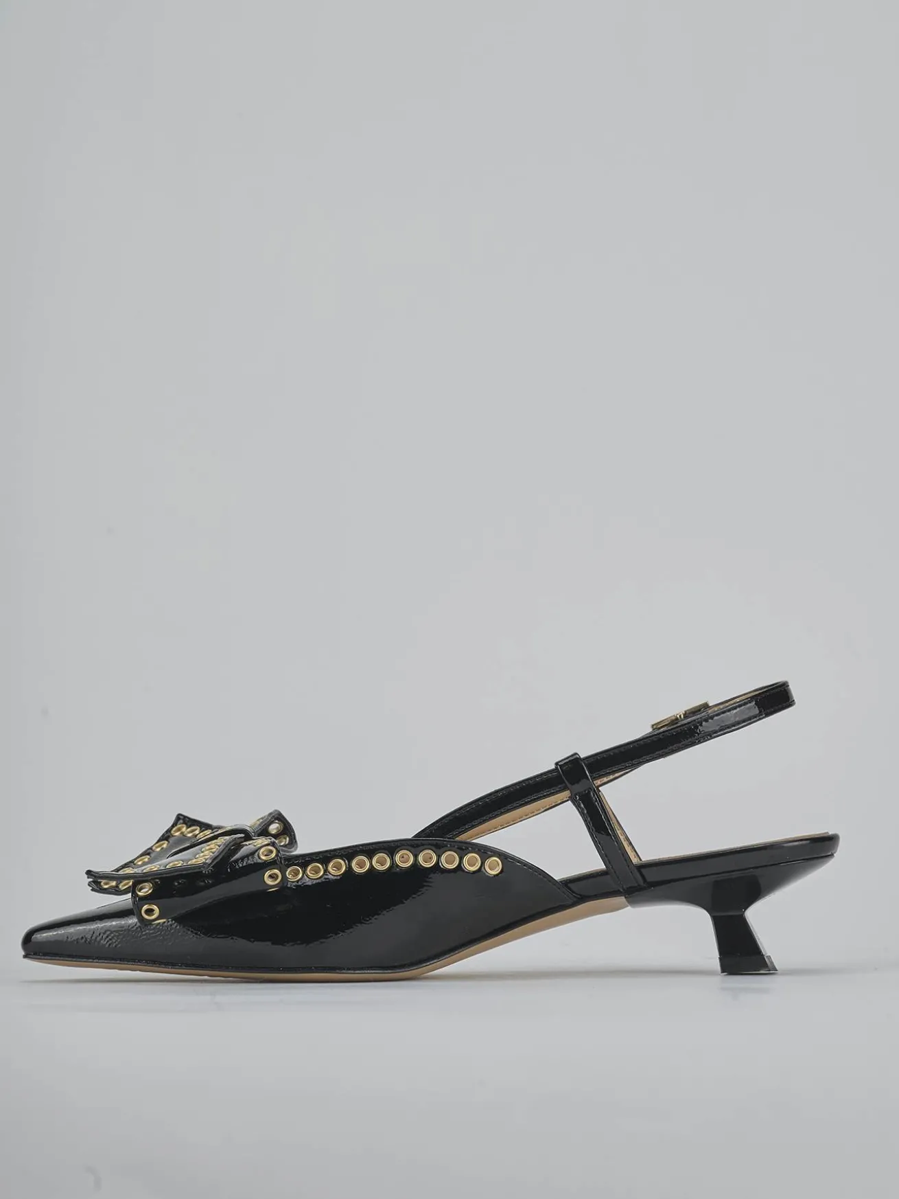 Slingback tacco 4cm vernice nero