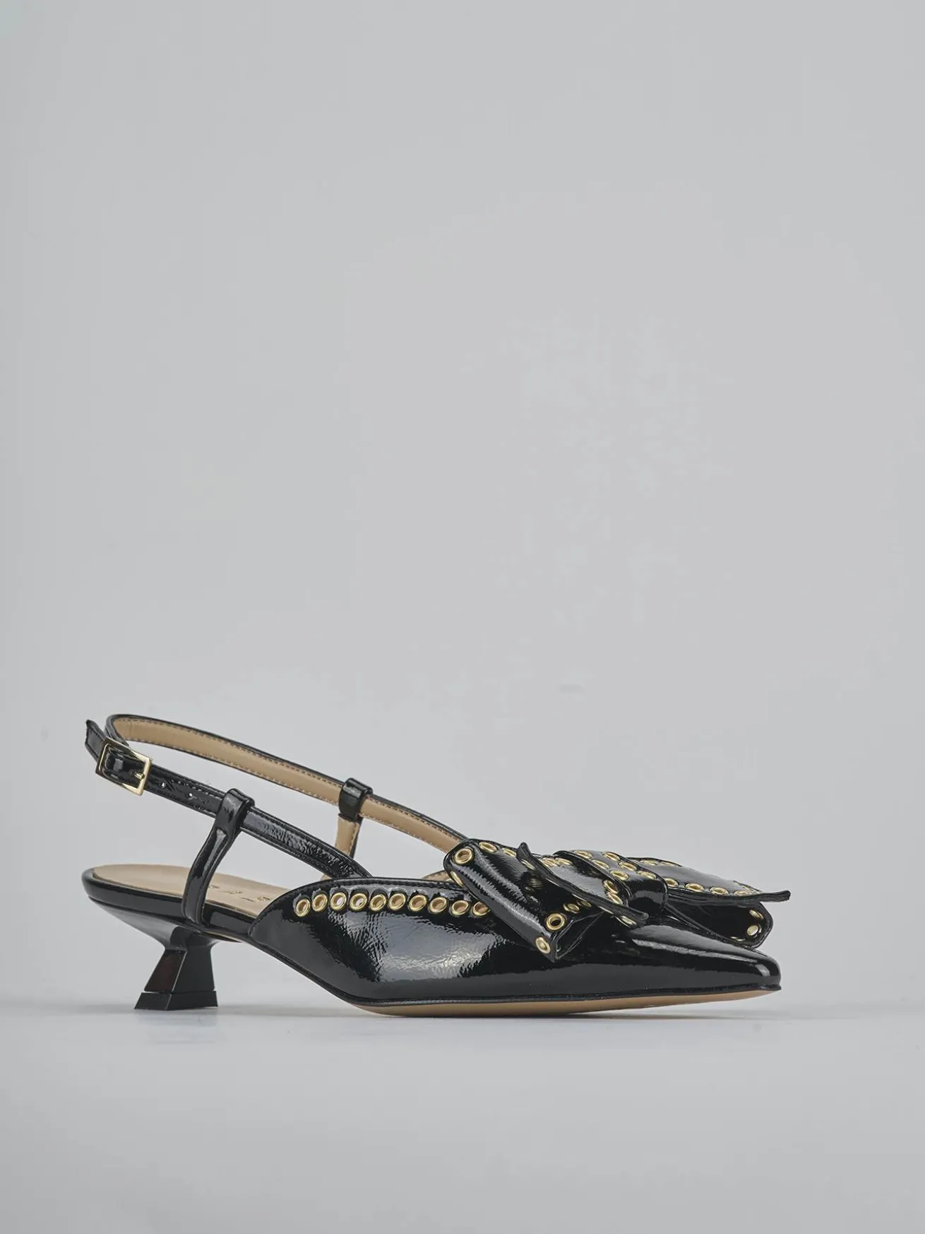 Slingback tacco 4cm vernice nero