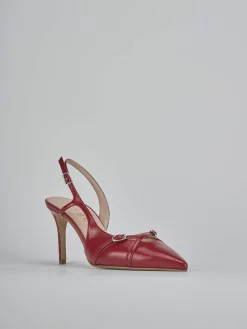 Slingback tacco 7cm vernice rosso