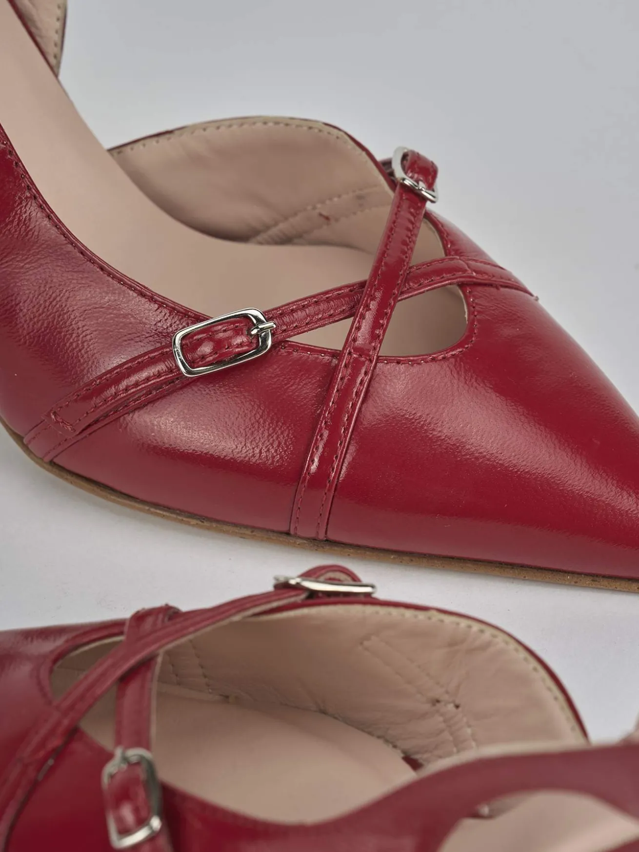 Slingback tacco 7cm vernice rosso
