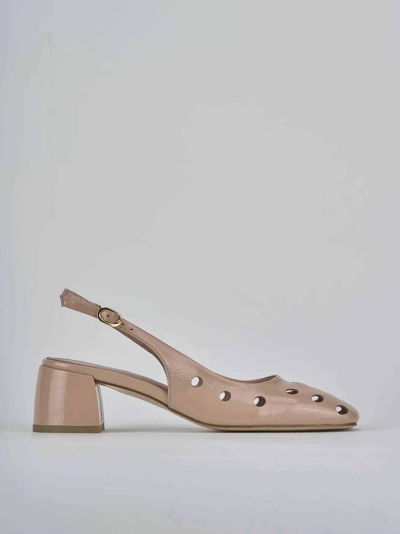 Slingback tacco 5cm vernice beige