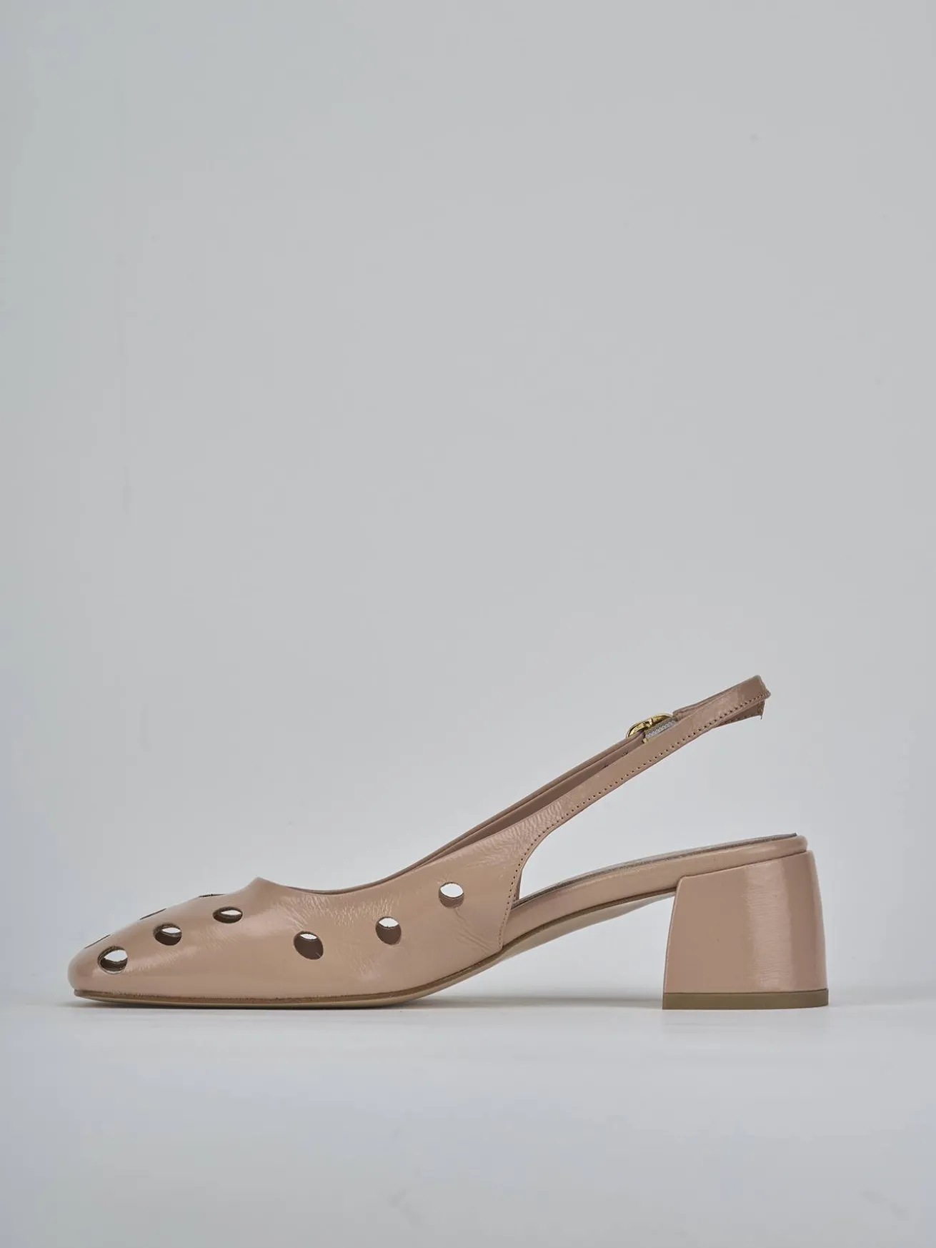 Slingback tacco 5cm vernice beige