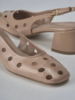 Slingback tacco 5cm vernice beige