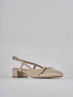 Slingback tacco 3cm vernice beige