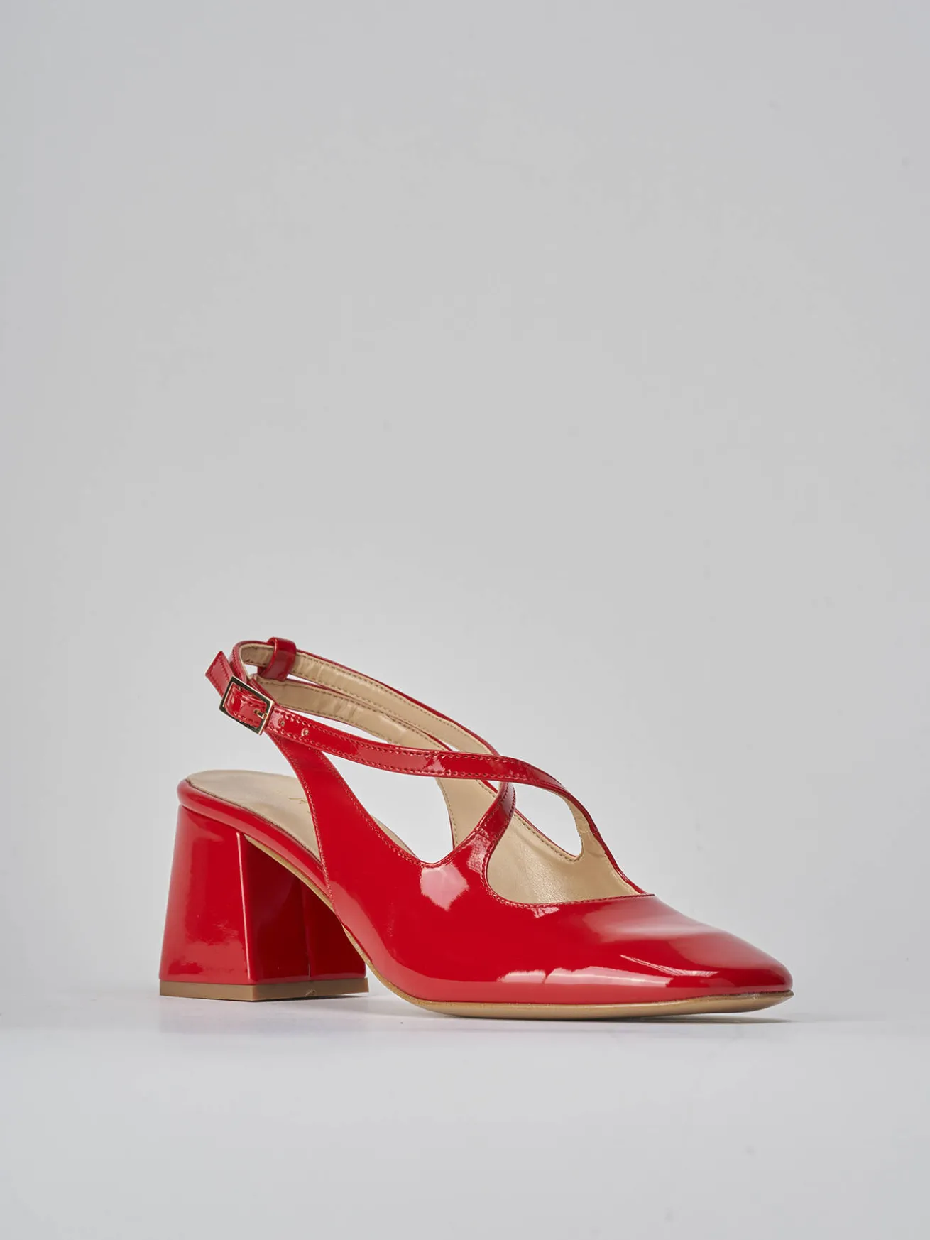 Slingback tacco 7cm vernice rosso