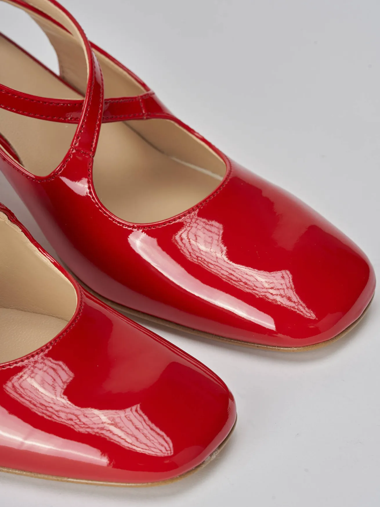 Slingback tacco 7cm vernice rosso