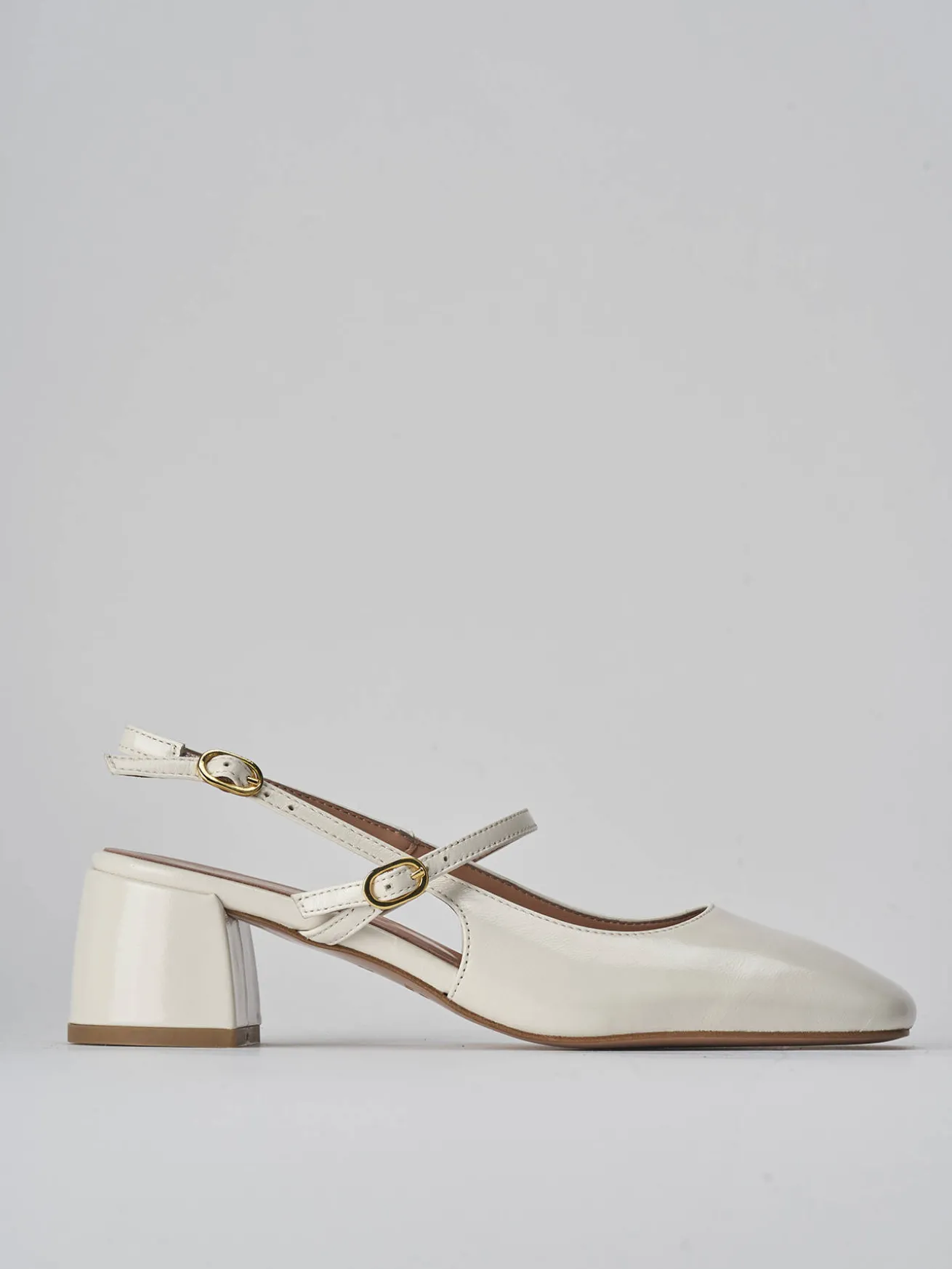 Slingback tacco 5cm vernice bianco
