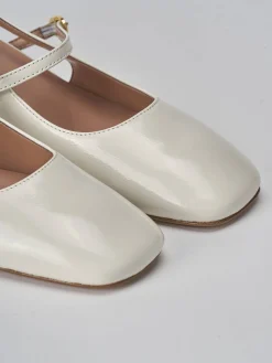 Slingback tacco 5cm vernice bianco