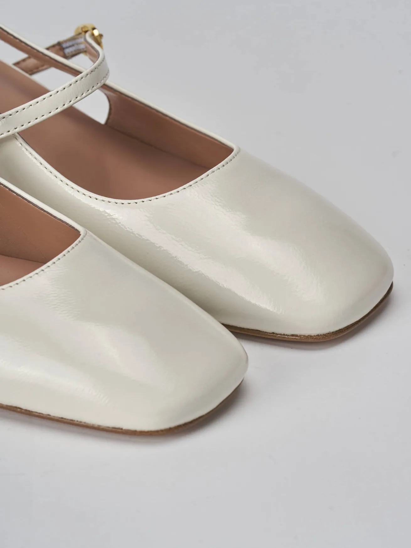 Slingback tacco 5cm vernice bianco