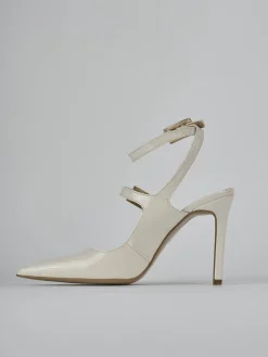 Slingback tacco 9cm vernice bianco