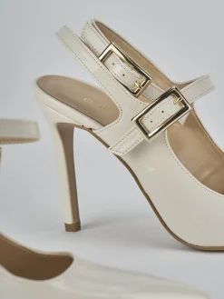 Slingback tacco 9cm vernice bianco