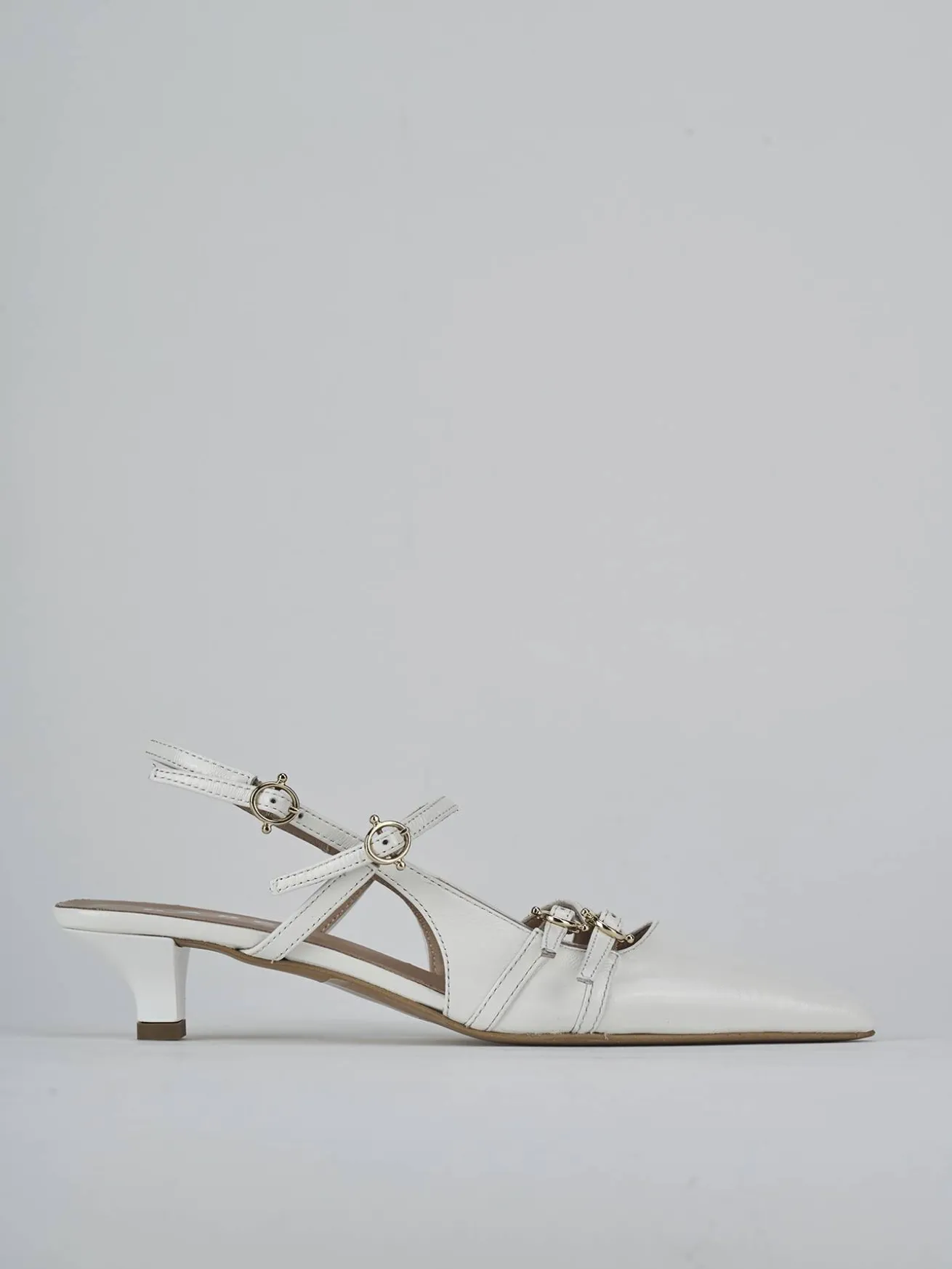 Slingback tacco 3cm vernice bianco