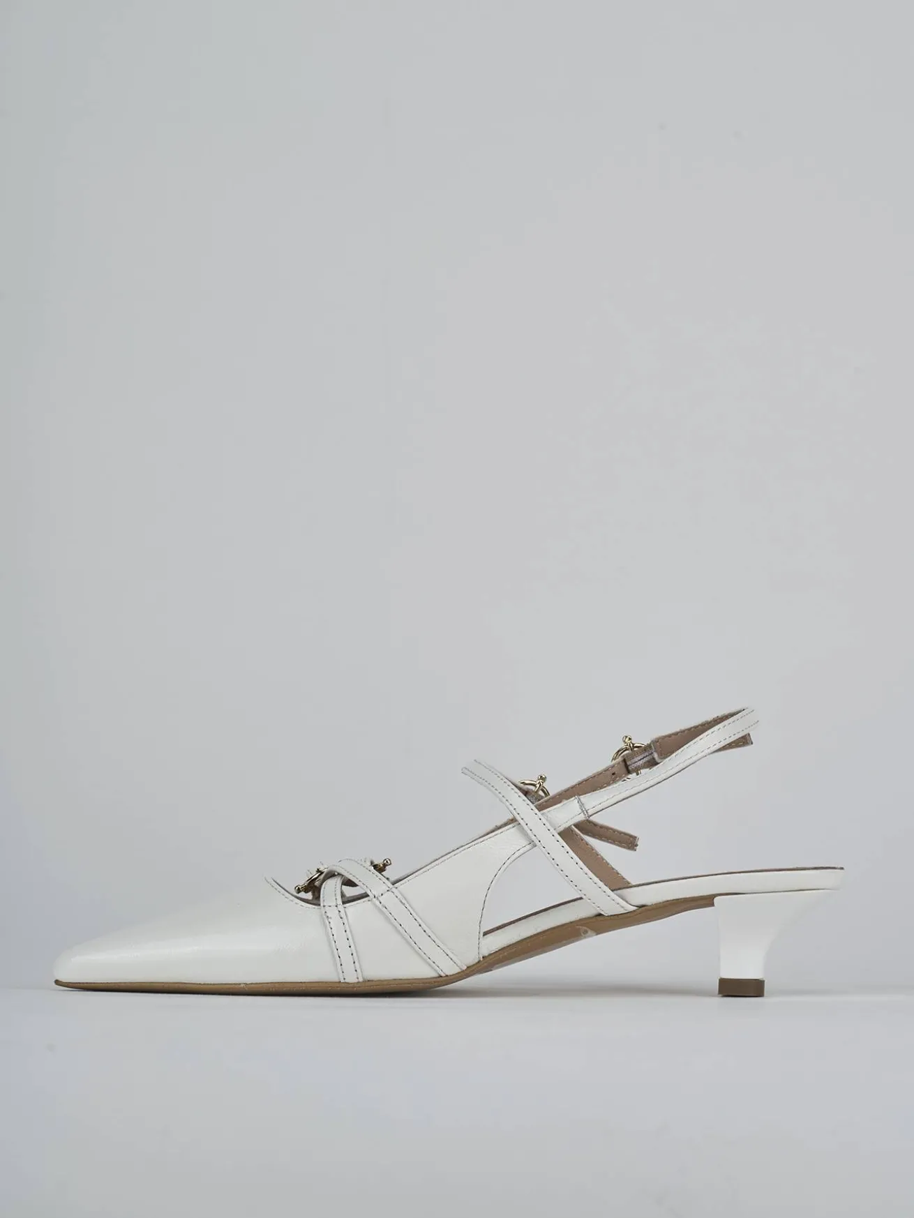 Slingback tacco 3cm vernice bianco