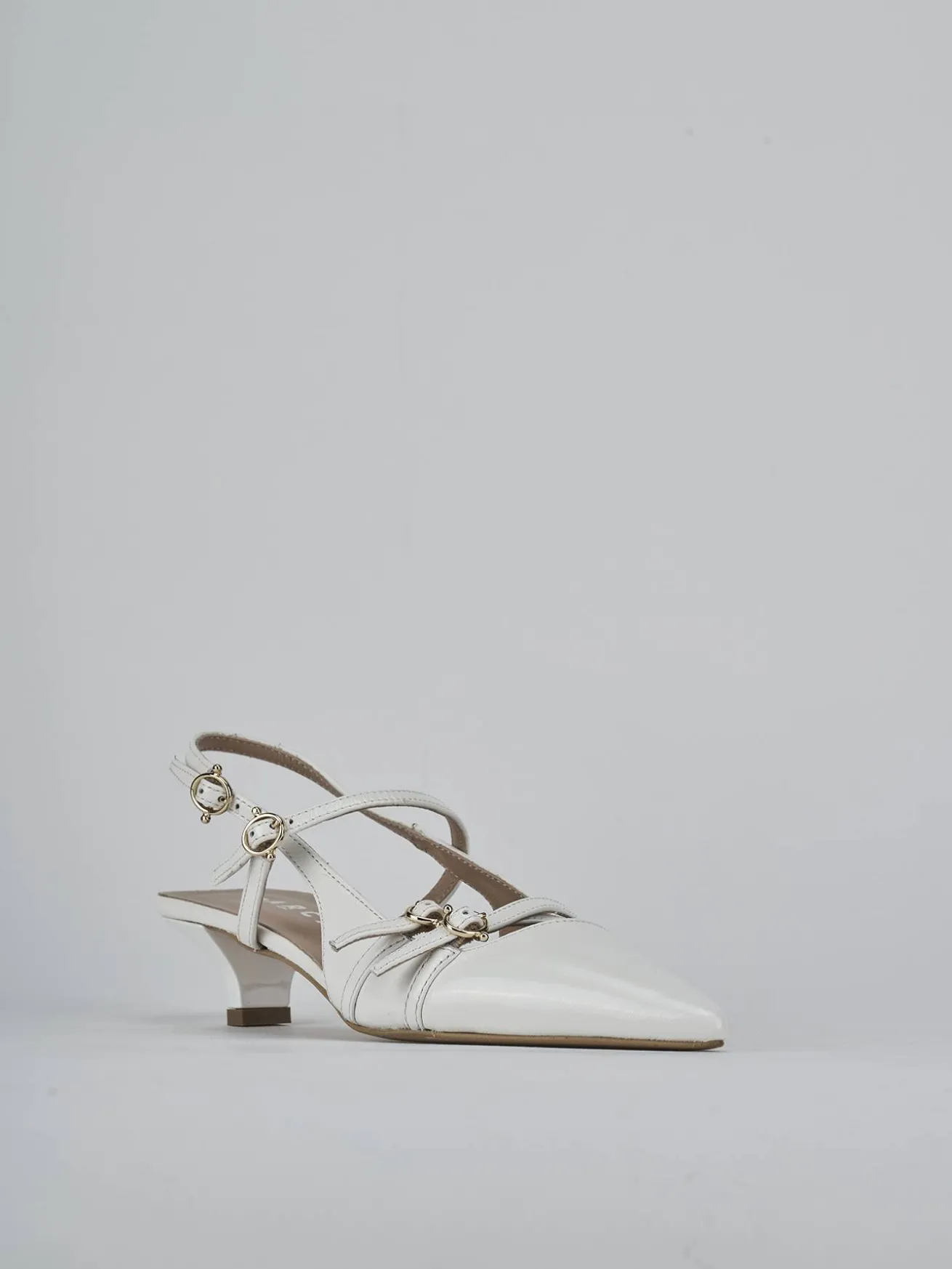 Slingback tacco 3cm vernice bianco