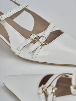 Slingback tacco 3cm vernice bianco