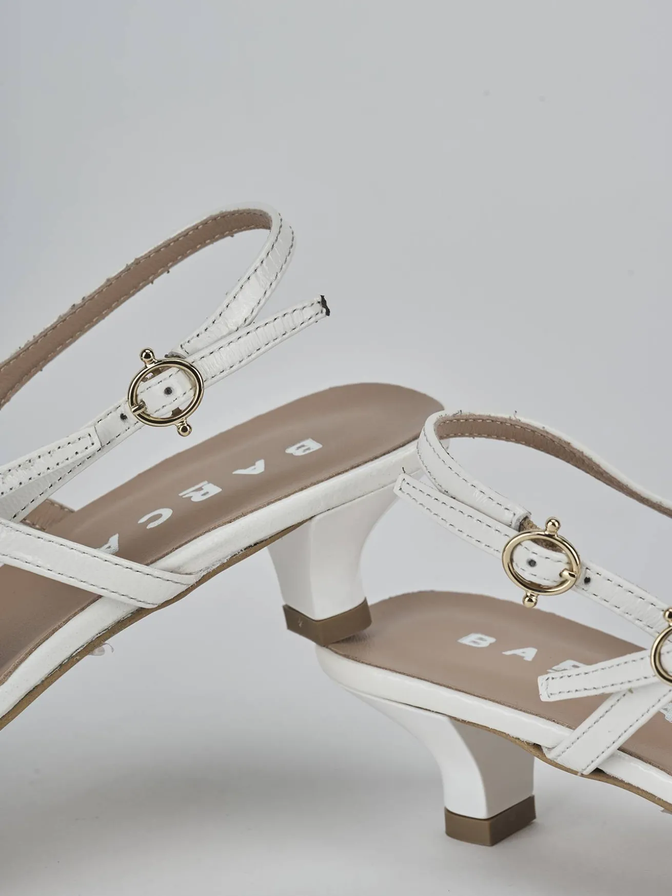 Slingback tacco 3cm vernice bianco