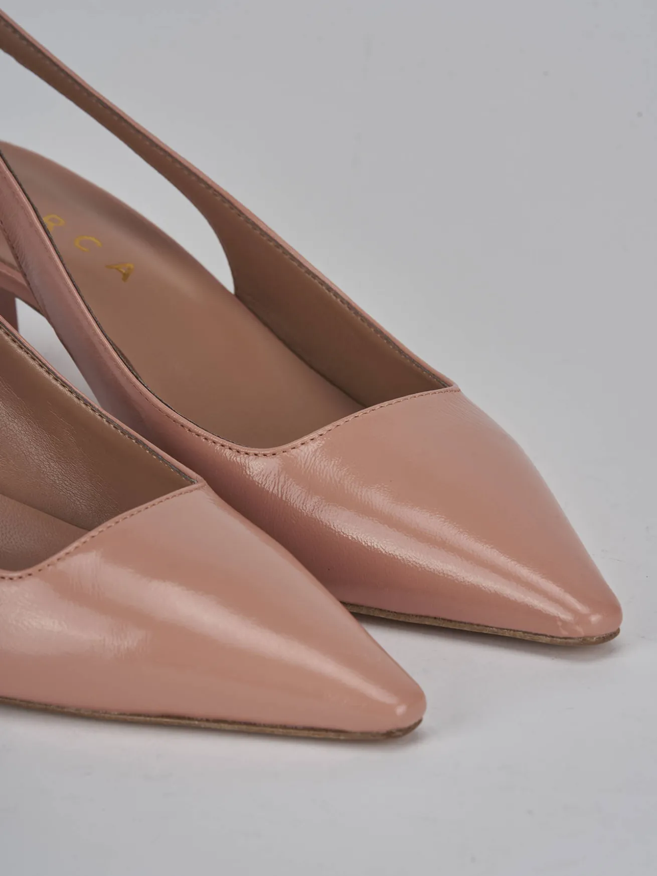 Slingback tacco 6cm vernice rosa