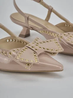 Slingback tacco 4cm vernice beige