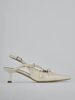 Slingback tacco 7cm vernice bianco