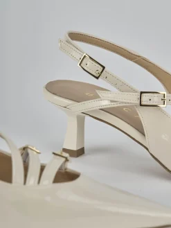 Slingback tacco 7cm vernice bianco