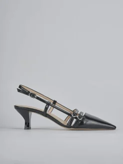 Slingback tacco 6cm vernice nero