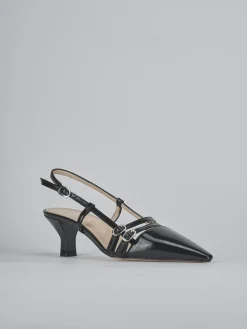 Slingback tacco 6cm vernice nero