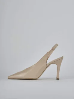 Slingback tacco 9cm vernice marrone