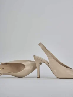 Slingback tacco 9cm vernice marrone