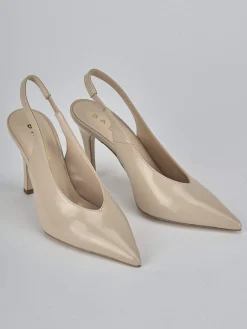 Slingback tacco 9cm vernice marrone