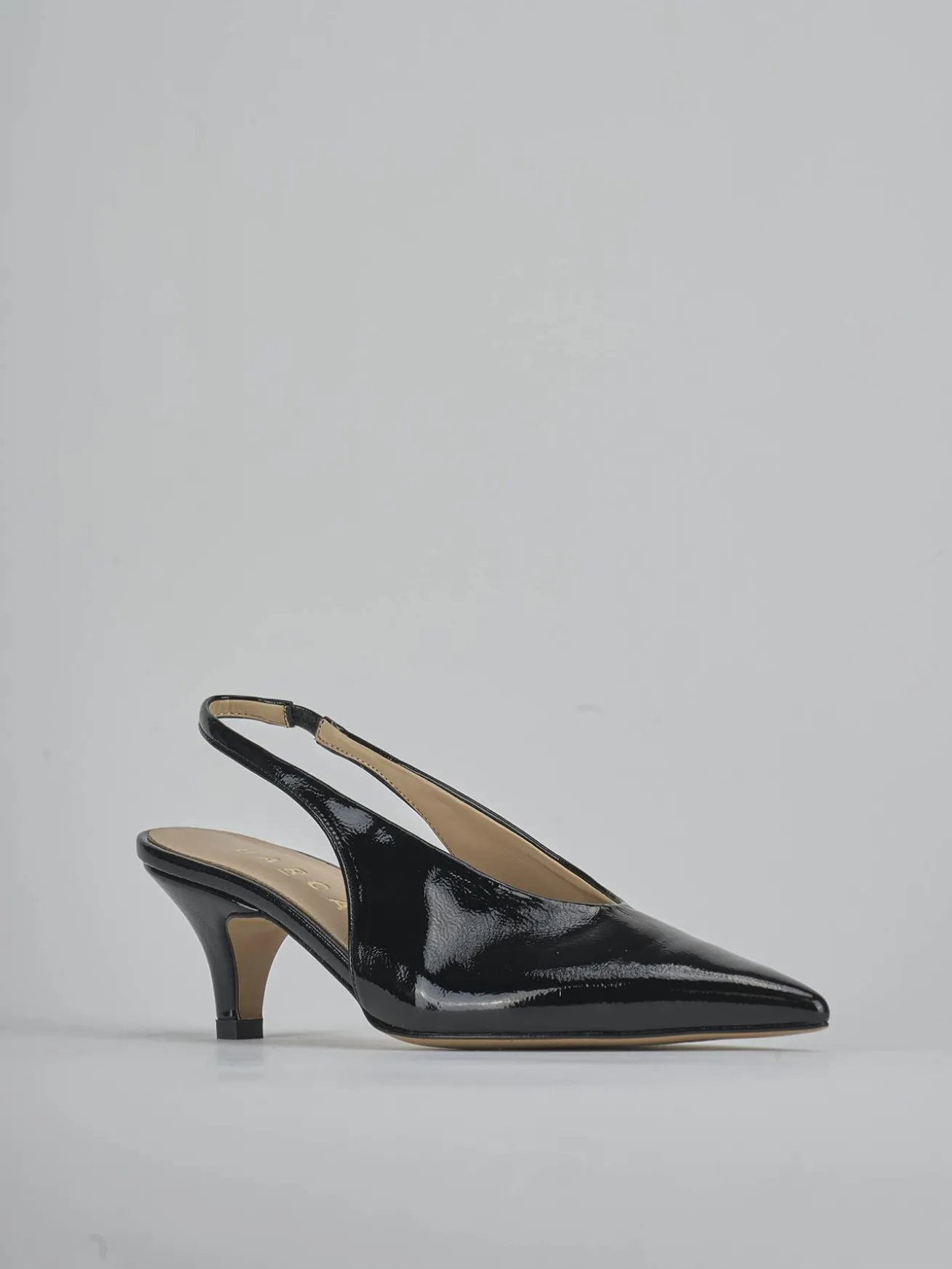 Slingback tacco 4cm vernice nero