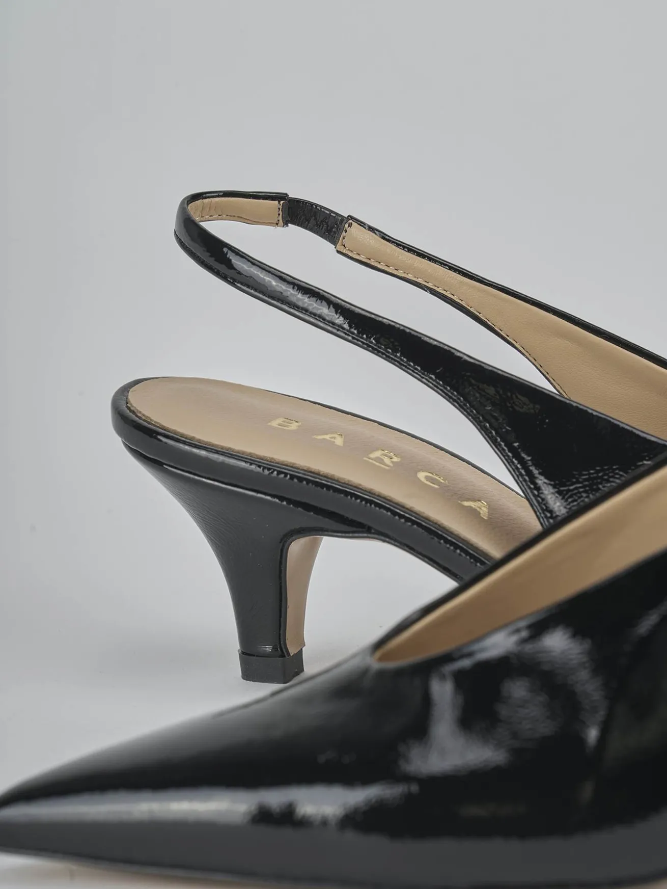 Slingback tacco 4cm vernice nero