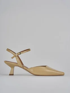 Slingback tacco 5cm vernice marrone