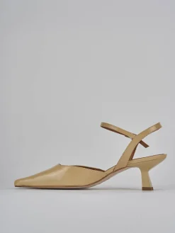 Slingback tacco 5cm vernice marrone