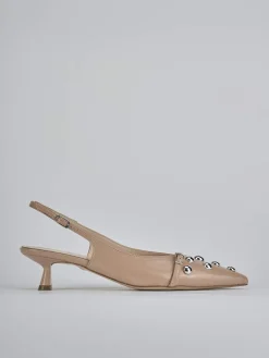 Slingback tacco 5cm vernice marrone