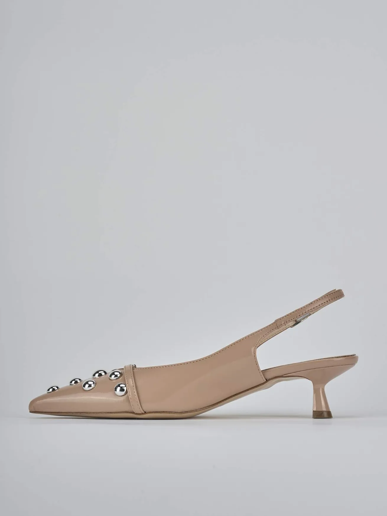 Slingback tacco 5cm vernice marrone
