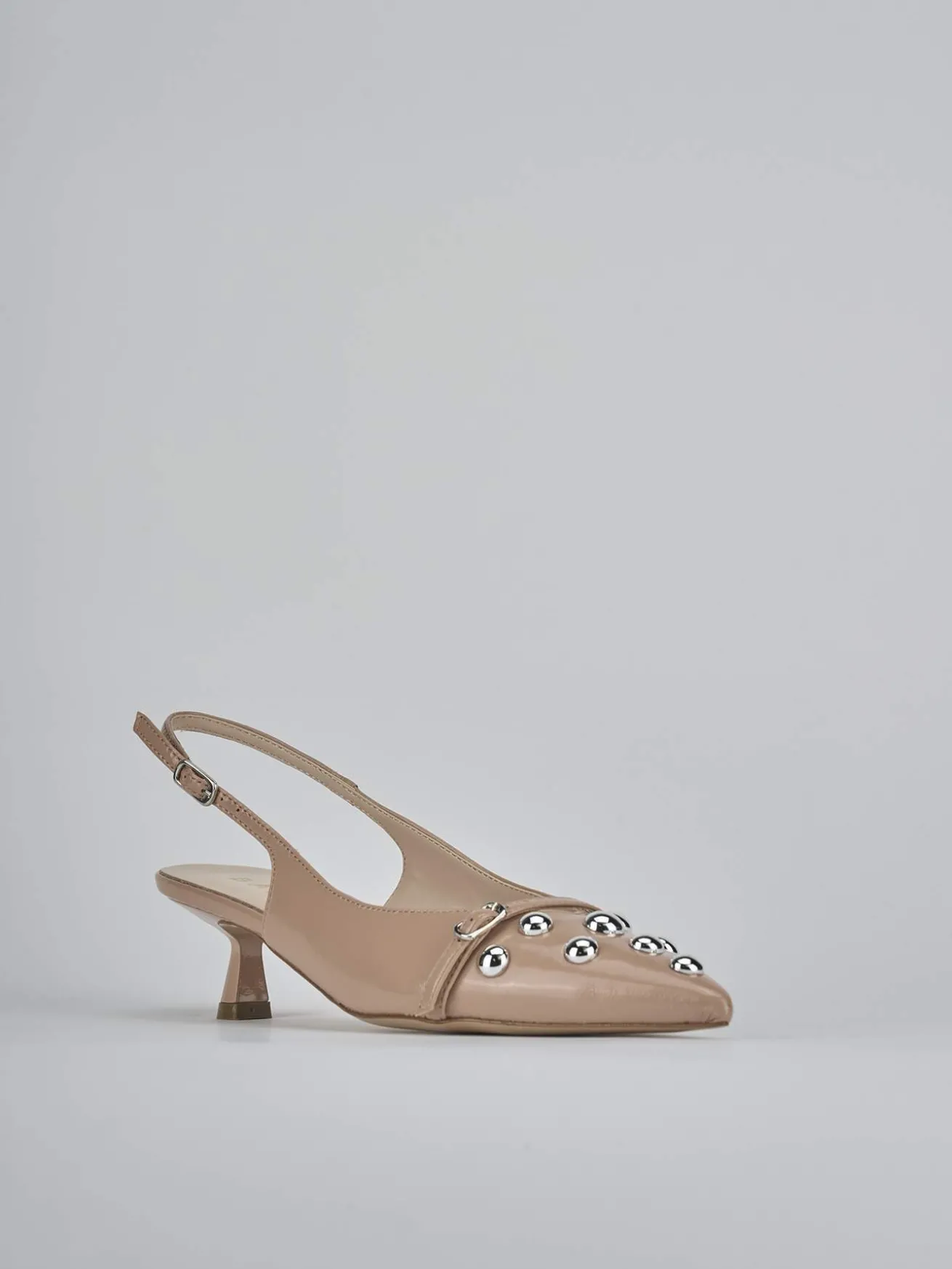 Slingback tacco 5cm vernice marrone