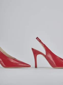 Slingback tacco 9cm vernice rosso