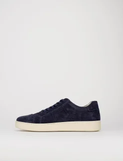 sneakers fondo gomma e soletto interno in vera pelle. tomaia in morbida pelle blu