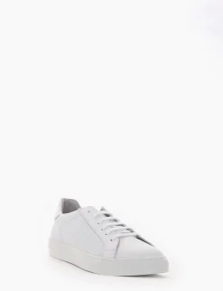 sneakers fondo in gomma e soletto interno in vera pelle. Tomaia in morbidissima pelle nappata bianco