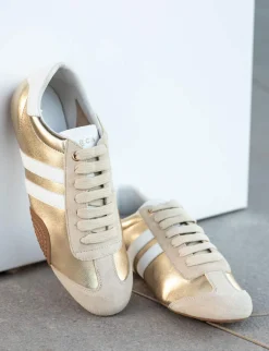 Sneakers laminato oro